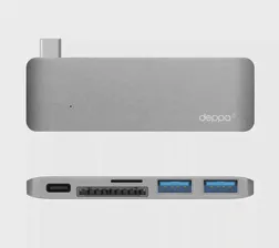 Адаптер Deppa USB-Type C для Macbook 5 в 1 (графит) (72217)