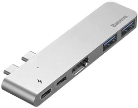 USB-концентратор Baseus Thunderbolt C+ Dual Type-C to USB3.0/HDMI/Type-C (CAHUB-B0G) для MacBook Pro