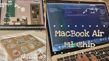 MacBook Air M1 + accessories unboxing + case decorations 🐻🤎