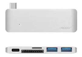 USB-C адаптер Deppa для MacBook, 5 в 1 серебристый