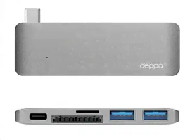 Адаптер USB-C для Apple Macbook, 5 в 1 (Deppa 72217) (графит)