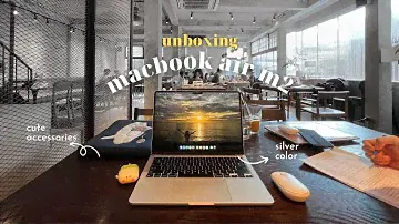 🍏📦 macbook air m2 aesthetic unboxing + accessories & setup | silver, 16GB RAM