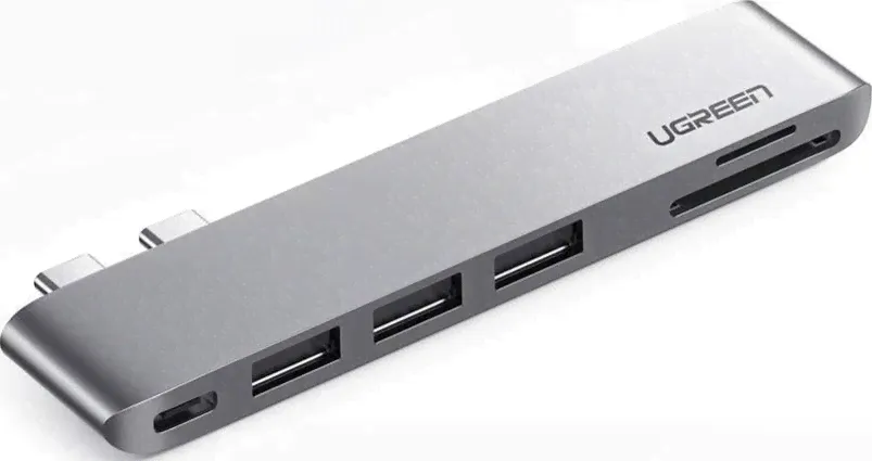 Ugreen 6 in 1 USB-C Hub Macbook SD/TF Card Reader, Superpeed USB 3.0 Hub, USB C Data Port Compatible for Macbook Pro 2016, 2017, 2018,2019, Macbook Ai